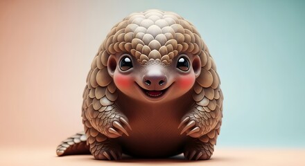 Obraz premium Cute 3D character illustration of a smiling pangolin