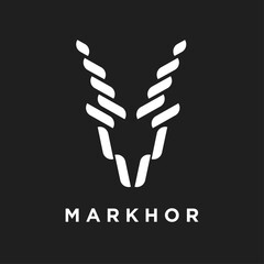 Obraz premium Minimalist Markhor Horns Logo Design on Dark Background