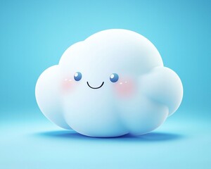 Cute and Friendly Cartoon Cloud Character Against a Blue Background