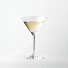 Elegant Martini Glass with Clear Liquid on Minimalist Background