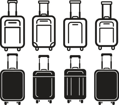 Variety of modern luggage icons for travel and transportation needs