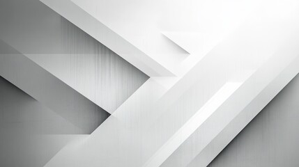 layered diagonal white and gray geometric planes with soft shadows, concrete texture and calm minimalist precision