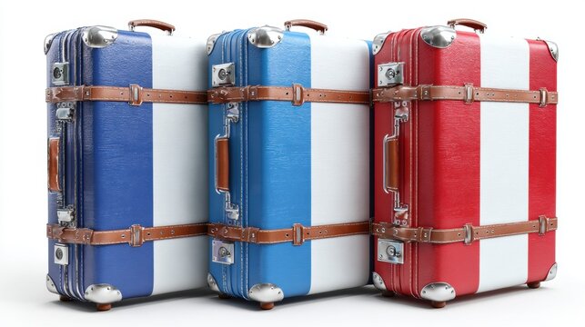 Vintage luggage with striped flag colors