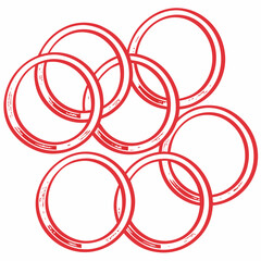 A group of red rings on a white background Vector