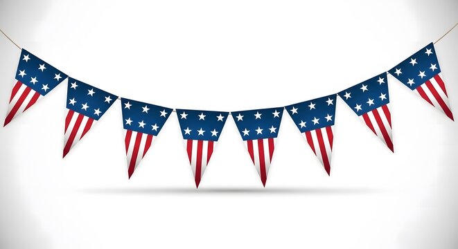 Memorial day patriotic bunting flags for american holiday decorations