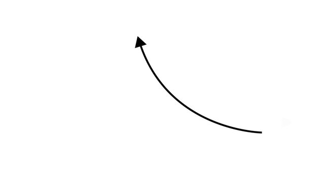 Animation of thin arrow set with arrowheads on white background. Five business arrow animation.