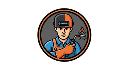 Vector cartoon illustration of three helmeted men as workers one holding a sword one holding a gun and one holding a sword and shield in a retro style