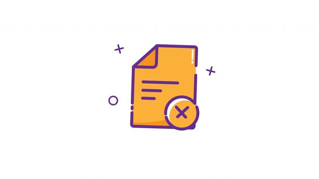 Yellow document icon with a delete x mark, suitable for use in web design, software applications, and digital presentations.