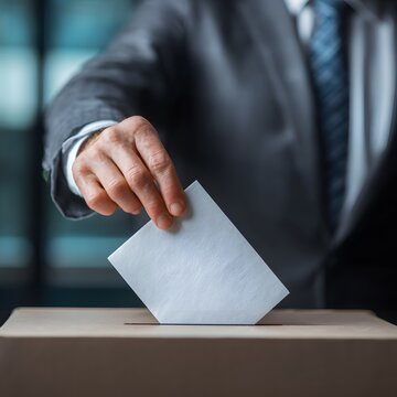 Shareholder ballot box voting concept in corporate setting