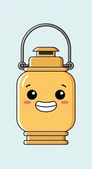 Obraz premium Smiling Cartoon Lantern with Handle.