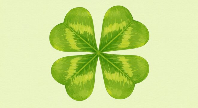A vibrant four-leaf clover illustration with a textured background, symbolizing good fortune and luck