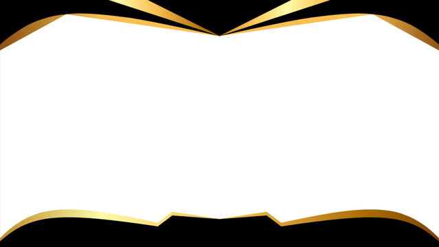 Elegant abstract gold and black frame design with a stylish modern border on a pristine white background, perfect for luxurious invitations, certificates, or decorative graphic elements