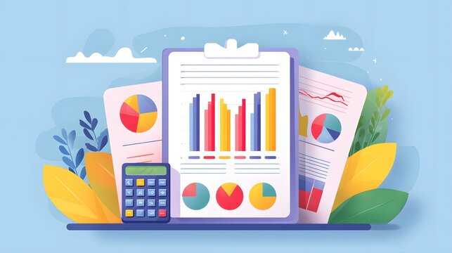 Annual accounting summary banner vector design