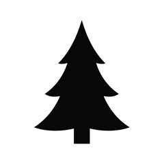 Obraz premium Simple black silhouette of a Christmas tree on white background