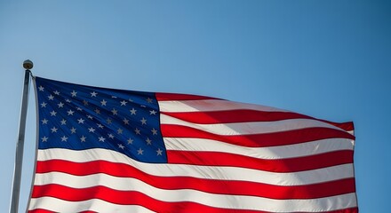 Obraz premium Memorial day tribute american flag waving high in patriotic honor