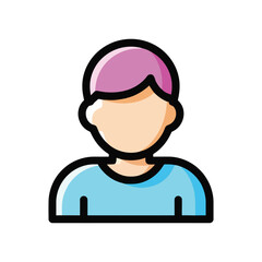 Obraz premium Vector illustration of a colorful cartoon illustration of a person with purple hair and a teal shirt