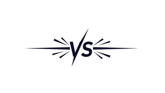 Dynamic versus comparison logo with the letters VS and stylized motion lines symbolizing competition, battle, or matchup between two sides.