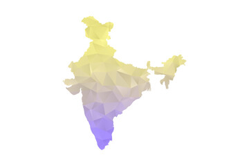 India Map - Polygon Style Vector Illustration in Yellow and Lavender Gradient, Low Poly Geometric Design, Isolated on White Background for Infographics and Projects