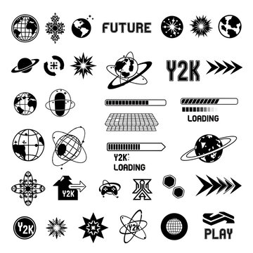 Retro Futuristic Y2K Interface & Loading Icon Set

