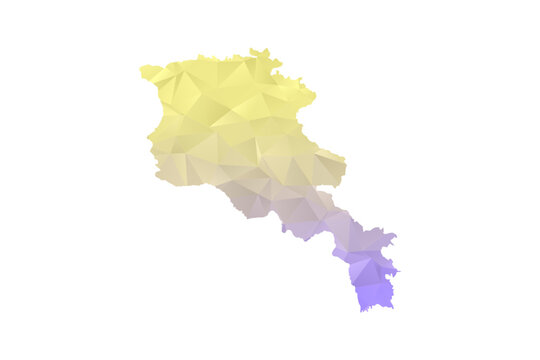 Armenia Map - Polygon Style Vector Illustration in Yellow and Lavender Gradient, Low Poly Geometric Design, Isolated on White Background for Infographics and Projects