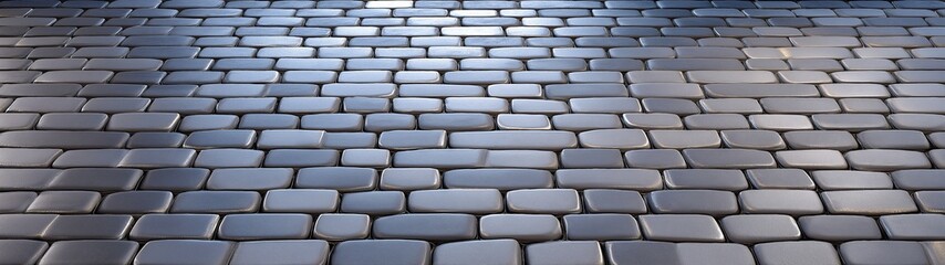 Obraz premium Urban Pathway A low-angle shot showcases a meticulously crafted cobblestone pathway, radiating a sense of texture and depth.