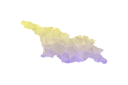 Georgia Map - Polygon Style Vector Illustration in Yellow and Lavender Gradient, Low Poly Geometric Design, Isolated on White Background for Infographics and Projects