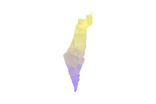 Palestine Map - Polygon Style Vector Illustration in Yellow and Lavender Gradient, Low Poly Geometric Design, Isolated on White Background for Infographics and Projects