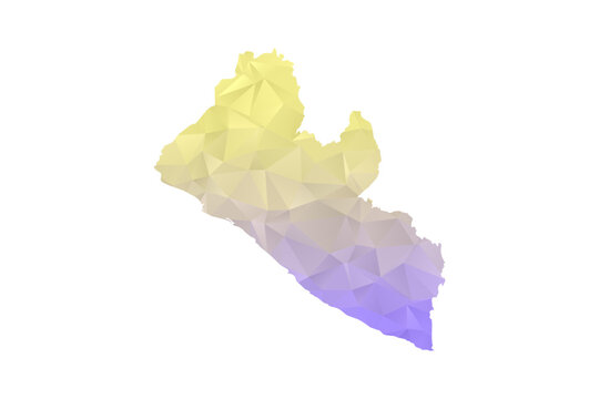 Liberia Map - Polygon Style Vector Illustration in Yellow and Lavender Gradient, Low Poly Geometric Design, Isolated on White Background for Infographics and Projects
