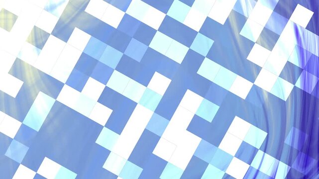 Abstract vertical social media blank element blue and white pixelated pattern with geometric shapes,  4k video animation grainy noise texture background..