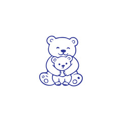 Obraz premium Simple illustration of a bear hugging a smaller bear