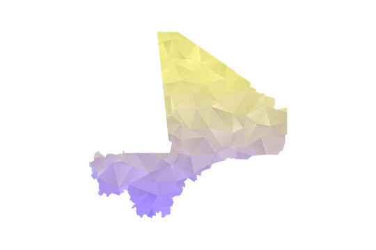 Mali Map - Polygon Style Vector Illustration in Yellow and Lavender Gradient, Low Poly Geometric Design, Isolated on White Background for Infographics and Projects