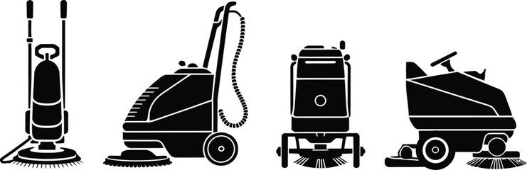 Vacuum Cleaner Equipment Silhouette Vector Icon Collection