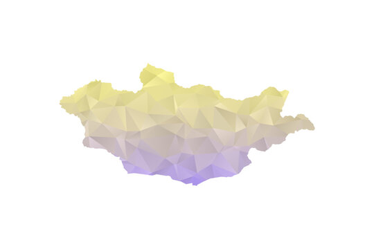 Mongolia Map - Polygon Style Vector Illustration in Yellow and Lavender Gradient, Low Poly Geometric Design, Isolated on White Background for Infographics and Projects