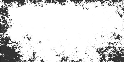 Fototapeta premium Abstract vector design featuring a dark grunge texture with black ink splashes and a dirty paint spray splat pattern inside an artistic floral paper border frame