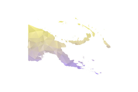 Papua New Guinea Map - Polygon Style Vector Illustration in Yellow and Lavender Gradient, Low Poly Geometric Design, Isolated on White Background for Infographics and Projects