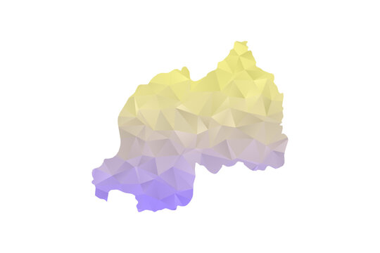 Rwanda Map - Polygon Style Vector Illustration in Yellow and Lavender Gradient, Low Poly Geometric Design, Isolated on White Background for Infographics and Projects