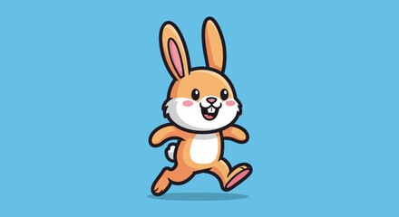 Obraz premium Cartoon Rabbit Running with Joy.