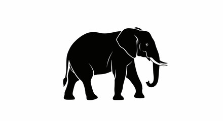 Black Elephant Silhouette Illustration Art.
