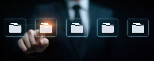 Fototapeta premium Each office document and file in the organisation is supervised by administration, arranged within a folder, and transferred into the protected archive.