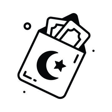 A modern glyph icon representing eidi envelope gift for eid