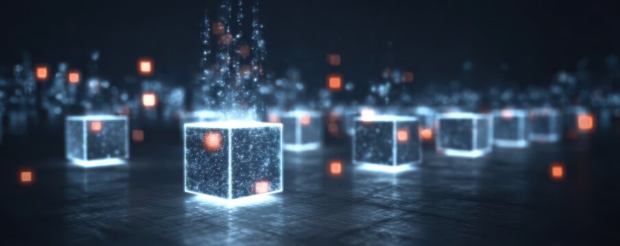 The holographic database visualizes information within crystalline storage, guarded by layered security, geometric structure, contextual classification, and archived record chains