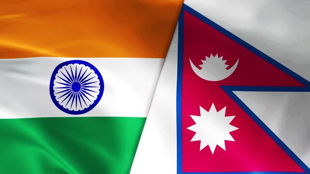 India vs Nepal seamless flag waving animation