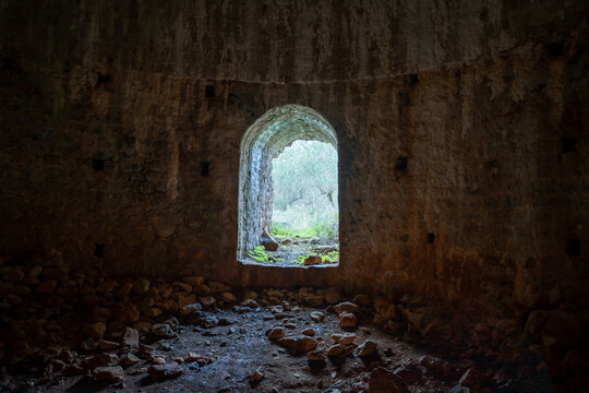 Interier of the Kelefa castle in Mani, Laconia, Greece
