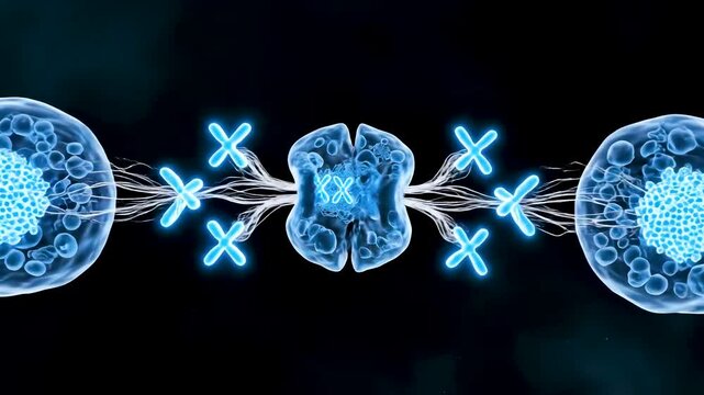 Mitosis Cell Division Showing Chromosome Separation Spindle Fiber Movement and Cytokinesis Forming Identical Daughter Cells