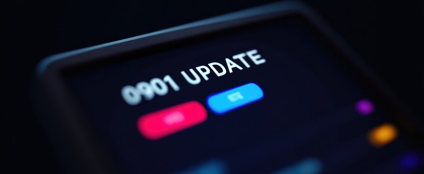 Software update displaying the newest version on a digital interface screen
