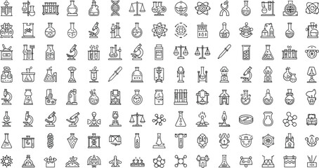 Collection of detailed laboratory equipment and science icons