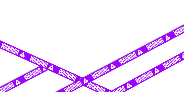 Purple caution tape warning ribbon collection on transparent backdrop