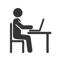 ノートパソコンを操作する人物のシルエットアイコン