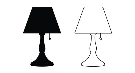 Obraz premium Two table lamps depicted in contrasting black and white outlines