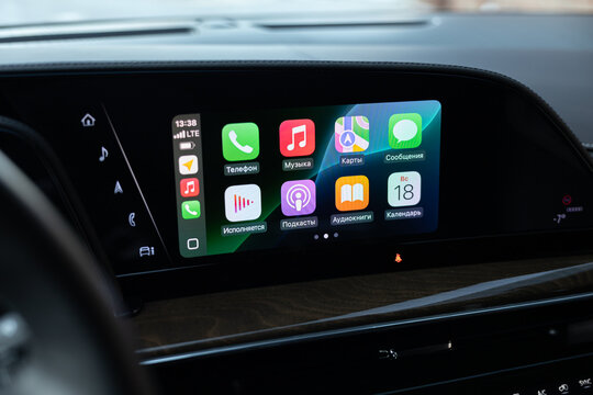 Black interior of the new Cadillac Escalade with premium leather, digital multimedia and luxury details. Modern full-size SUV cabin showcasing advanced technology and refined craftsmanship